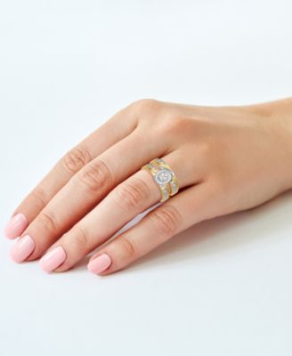 Diamond Oval Halo Cluster Bridal Set (1/3 ct. t.w.) in 14k Gold