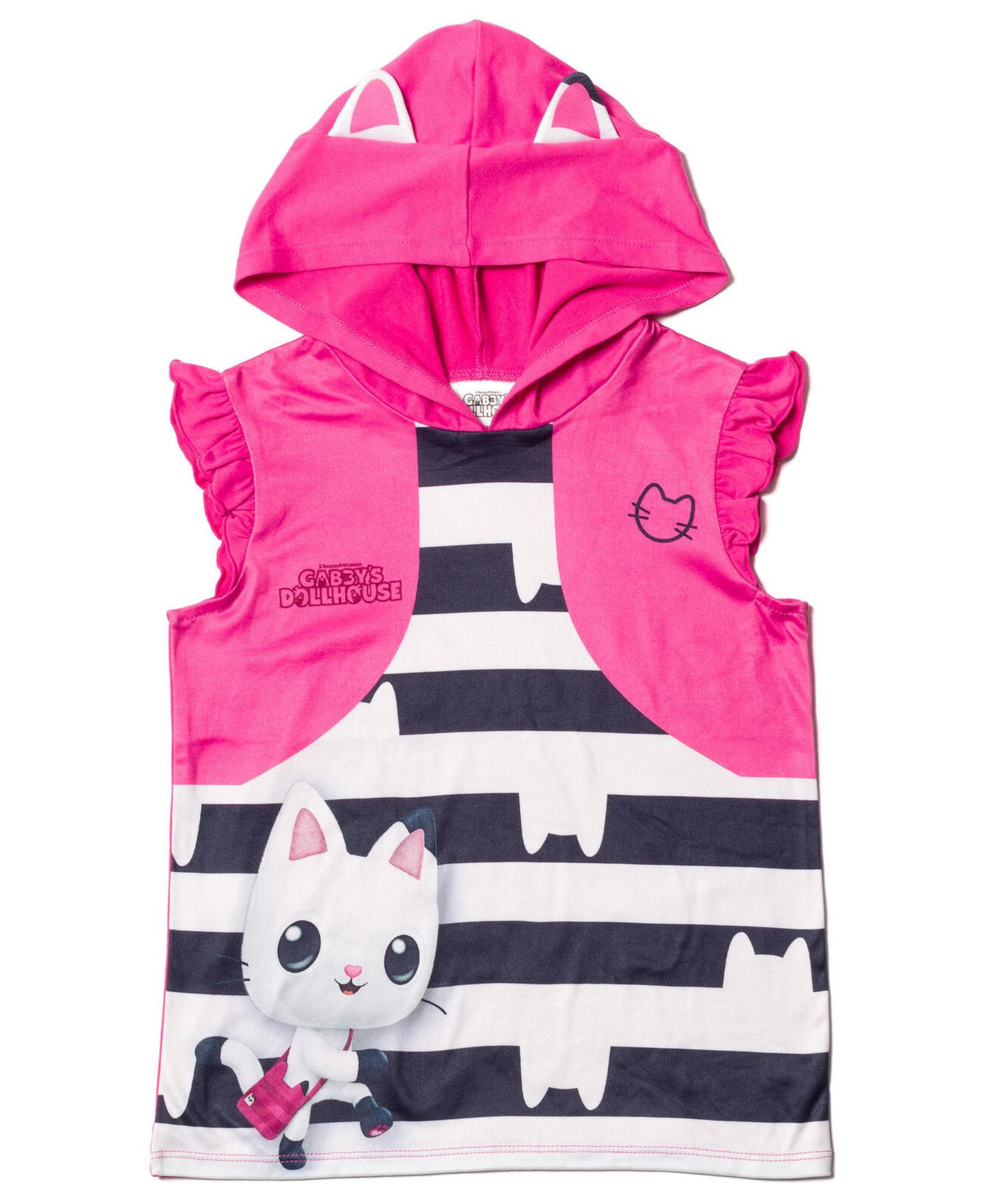 Детский комплект Gabby's Dollhouse Pandy Paws Girls' Cosplay 2-Piece Hooded Tank and Shorts Set, цвет: Розовый — фото 5
