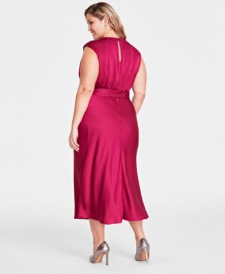 Tahari Plus Size Sleeveless Twisted-Neck Midi Dress - Macy's