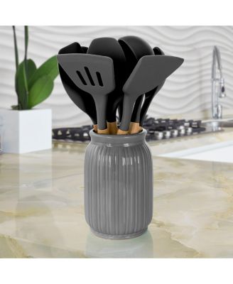  Set of 9 Silicone and Wood Cooking Utensils