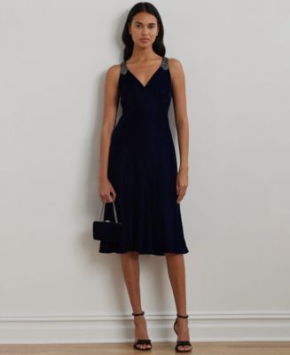 Lauren Ralph outlet Lauren Beekman Velvet V-Neck Cocktail Dress Size 12 Purple $165