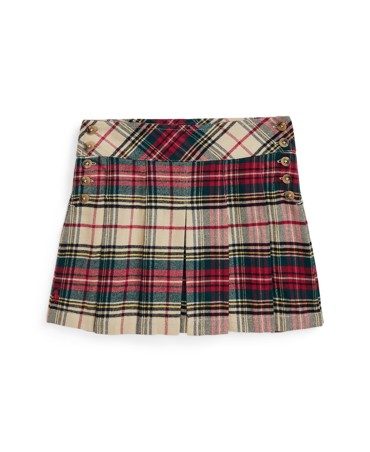 Polo Ralph Lauren Multicolor Pleated Skirt With Striped Pattern Detail In Cotton Girl In Cream