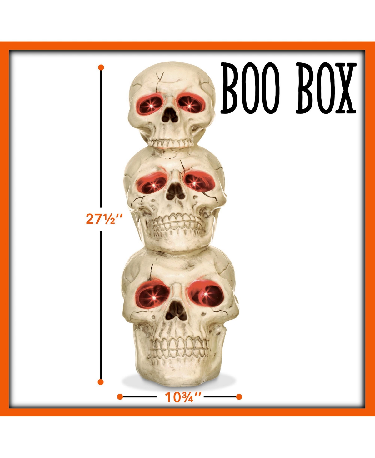 Boo Box Stacked Skulls with Led Eyes and Sound, 27.5