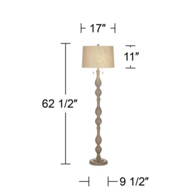 Tuscan Chic 62 1/2" Tall Standing Floor Lamp Pull Chain Gray Natural Faux Wood Finish Living Room Bedroom House