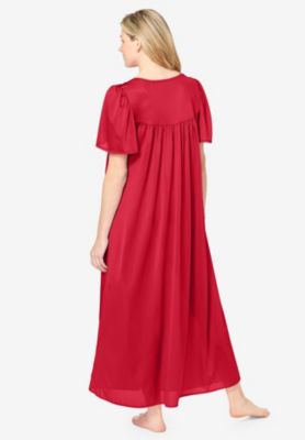 Plus Size Only Necessities Long Silky Lace-Trim Gown