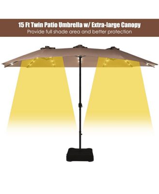 15Ft Patio Double-Sided Solar LED Market Umbrella Crank Base