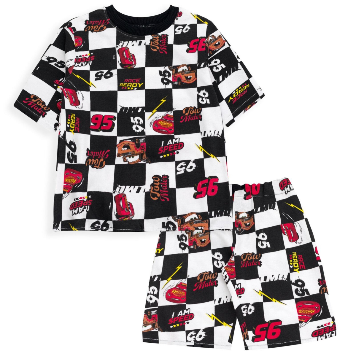 Cars Toddler Boys Disney Mickey Mouse Lion King Pixar Toy Story Rex Slinky Dog Buzz Lightyear T-Shirt and Shorts Outfit to - Black white cars