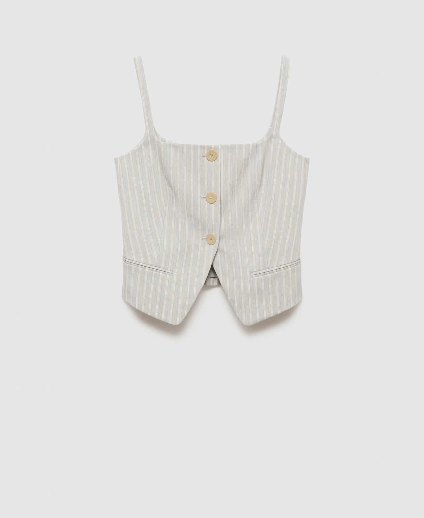 Женские куртки Mango Buttons Detail Stripes Waistcoat, цвет: Небесно-голубой — фото 4
