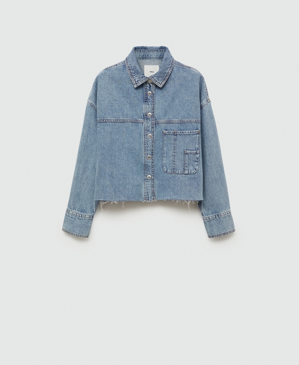 Mango Women's Frayed Hem Denim Overshirt