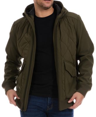 Men's Diamond Quilted Hooded Softshell Bomber Jacket
