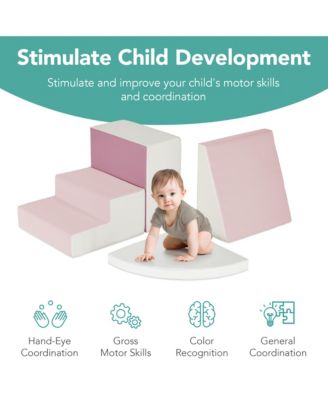 4-Piece Kids Climb and Crawl Soft Foam Block Playset Structures for Child Development