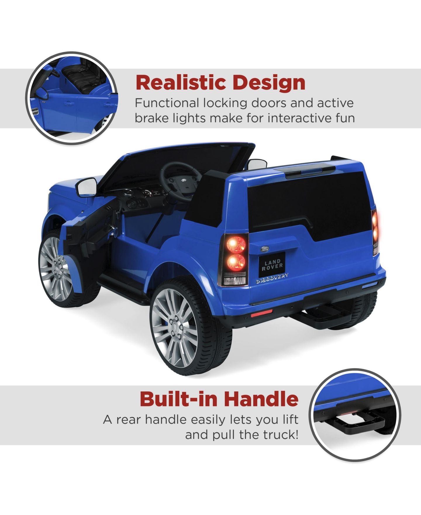 Детская игрушка Best Choice Products Licensed Land Rover 12V 2-Seater Remote Control Ride-On Car, Ages 3+, цвет: Синий — фото 6