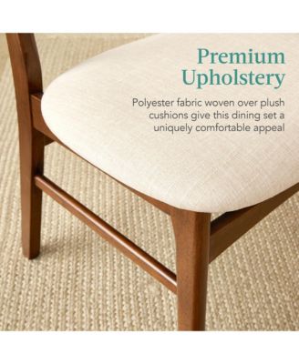 6-Piece Mid-Century Modern Upholstered Wooden Dining Set w/ 4 Chairs, Bench