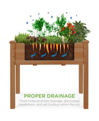 34x18x30in Raised Garden Bed, Elevated Wood Planter Box for Kids, Patio w/ Bed Liner