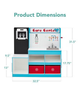 Pretend Play Doctor's Office, Wooden Toy Set for Kids w/ Carrying Case, Accessories Included