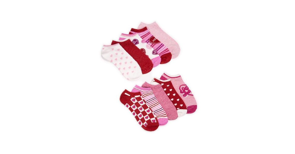 Women's Set of 10 Valentine's Day Socks - Valentine assorted