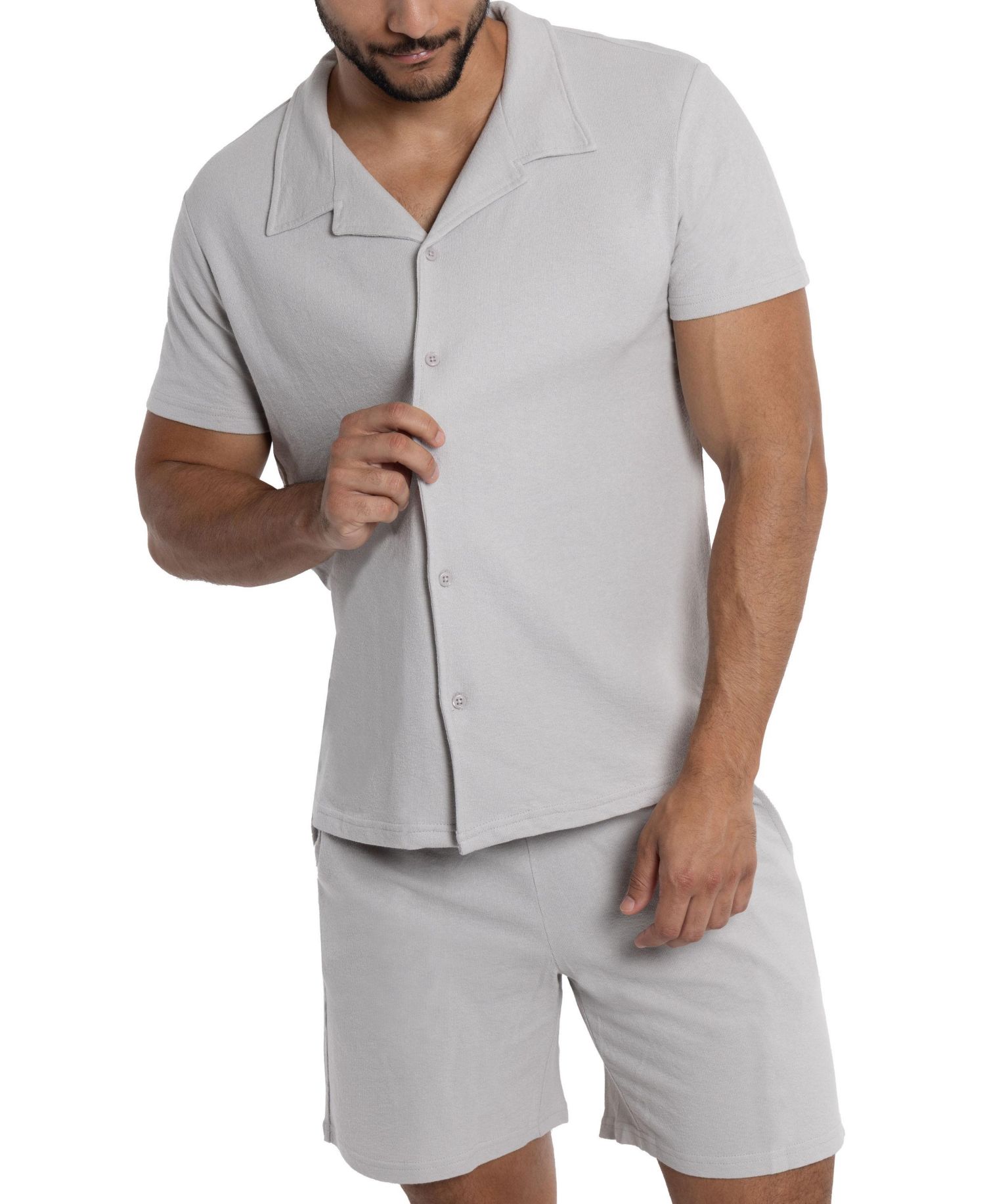 Men's SPRING + MERCER Camp Collar Casual Short Sleeve Button-Up Shirt