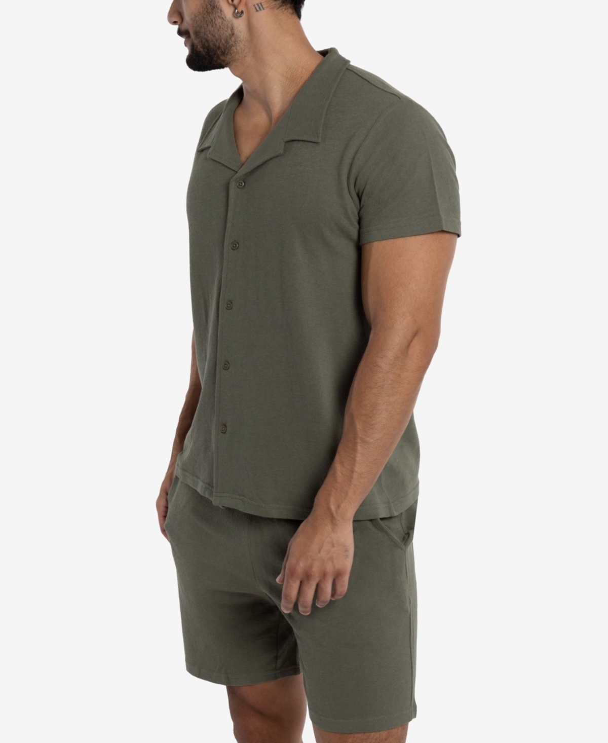 Spring + Mercer Men's Camp Collar Casual Short Sleeve Button-Up Shirt