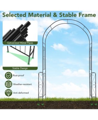 7.9-Foot Metal Garden Arch Backdrop Stand with Fence for Climbing Plants
