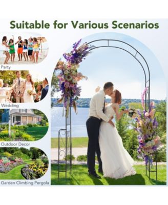 7.9-Foot Metal Garden Arch Backdrop Stand with Fence for Climbing Plants