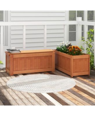 Outdoor Plant Container with Built-In Seat for Garden, Yard, Balcony, or Deck