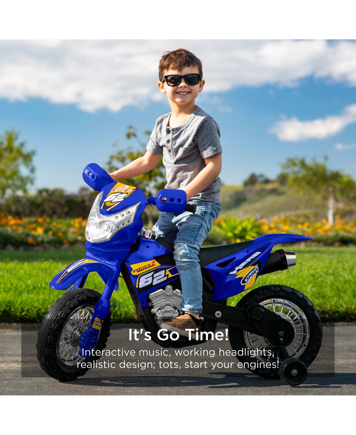 Детская игрушка Best Choice Products 6V Kids Electric Ride On Motorcycle with Training Wheels and Lights, 44 lbs Capacity, Ages 3+, цвет: Синий — фото 4