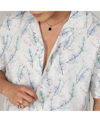 Men's Ivory White & Icy Blue Flora Tint Shirt