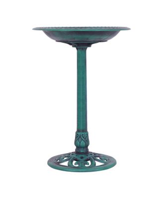 Outdoor Garden Green Pedestal Bird Bath Feeder