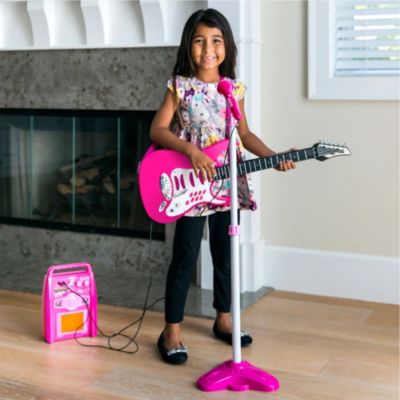 Kids Electric Musical Guitar Toy Play Set w/ 6 Demo Songs, Whammy Bar, Microphone