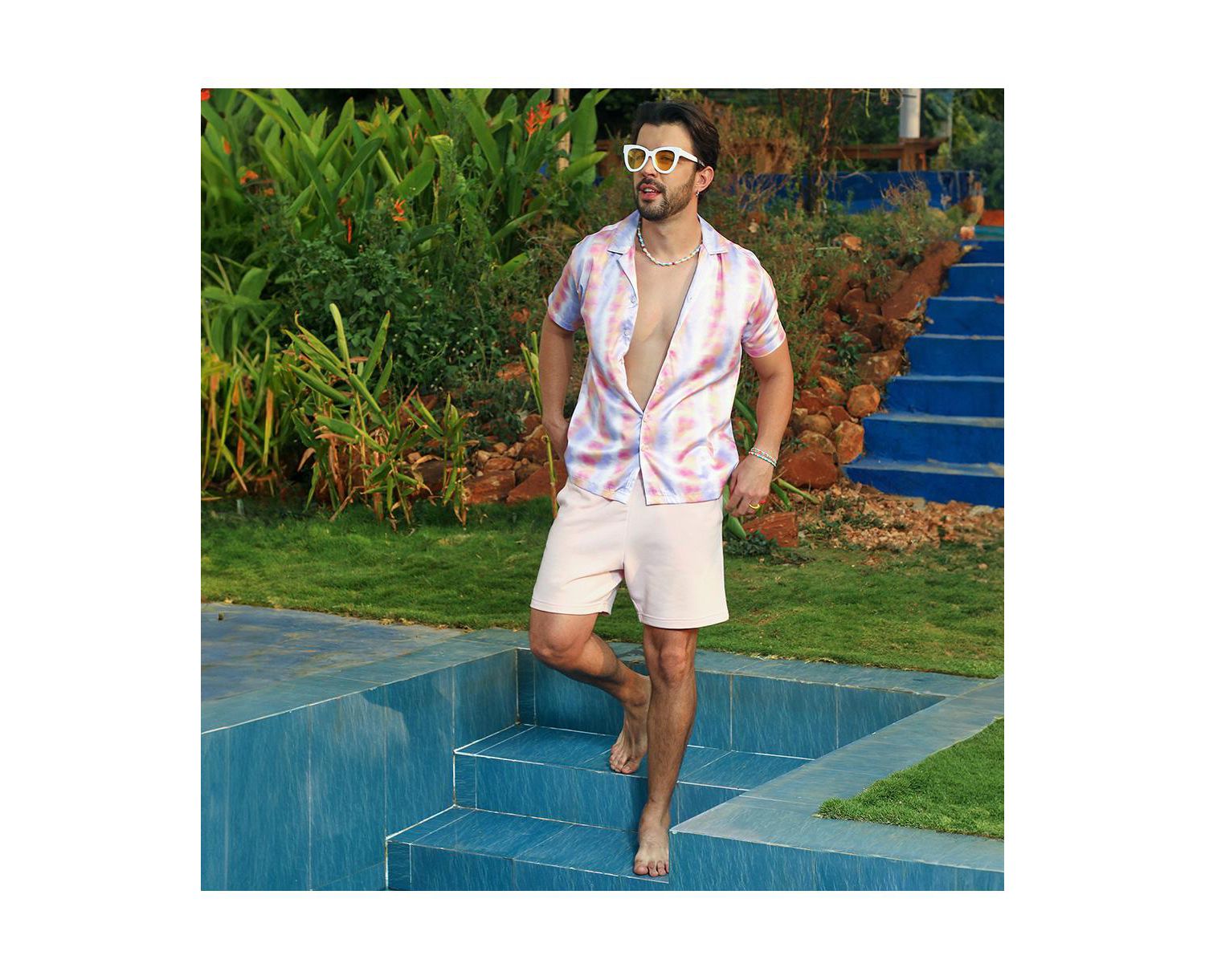 Men's Lavender & Pale Orange Relaxed Ombre Shirt
