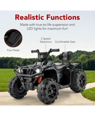 12V Kids Ride-On ATV Quad w/ Bluetooth, 2.4mph Max, Treaded Tires, LED Lights, Radio