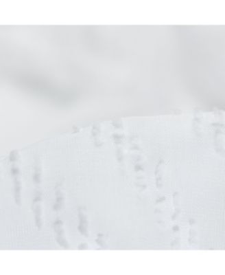 Premium 2-Panel Moroccan Embroidered Design Textured Sheer Curtain Panels - for Windows Living Room Bedroom Kitchen Office - Translucent Window Drapes for Home - 52 x 63 Inches Long - White