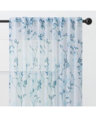 Premium 2-Panel Floral Textured Sheer Curtain Panels - 3-in-1 Back Tab, Rod Pocket, Ring Tab - for Windows Living Room Bedroom- Translucent Window Drapes for Home - 52 x 96 Inches - Brown