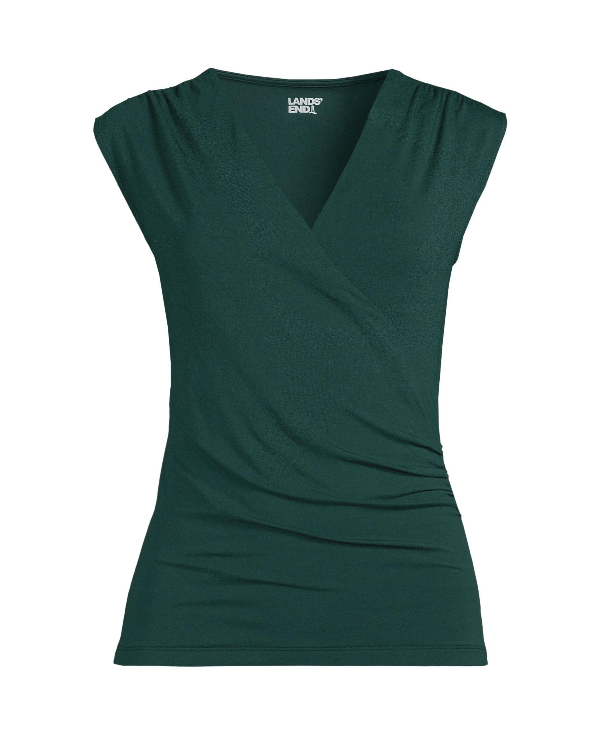 Lands' End Women's Lightweight Jersey Wrap Front Top