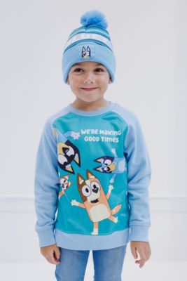 Little Boys Fleece Sweatshirt and Cotton Gauze Hat