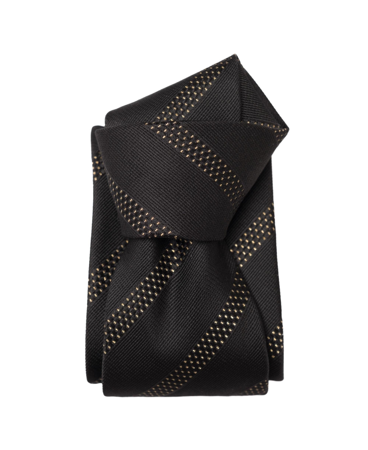 Milano - Silk Jacquard Tie for Men - Black and gold