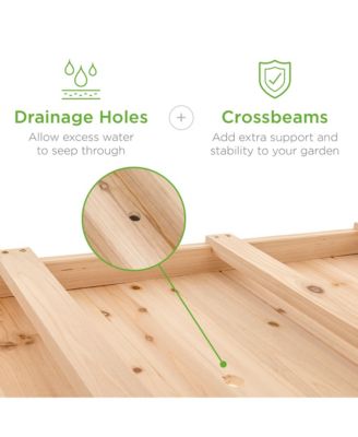 Raised Garden Bed 48" x 23" x 32" Wood Mobile Elevated Planter with Wheel Locks, Shelf and Liner