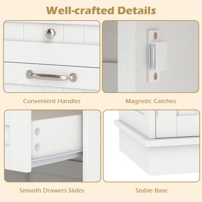 15.5 Gallon Kitchen Tilt Out Trash Cabinet Rubber Wood Tabletop 2 Drawers