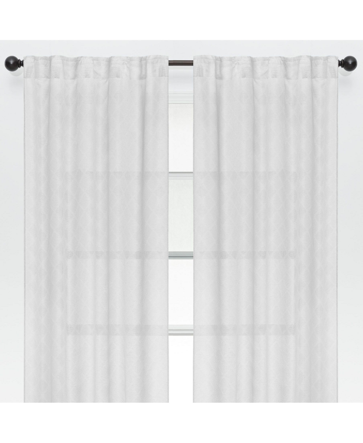 Premium 2-Panel Diamond Textured Semi Sheer Curtain Panels - 3-in-1 Back Tab, Rod Pocket, Ring Tab - for Windows Living Room Bedroom - Semi-S