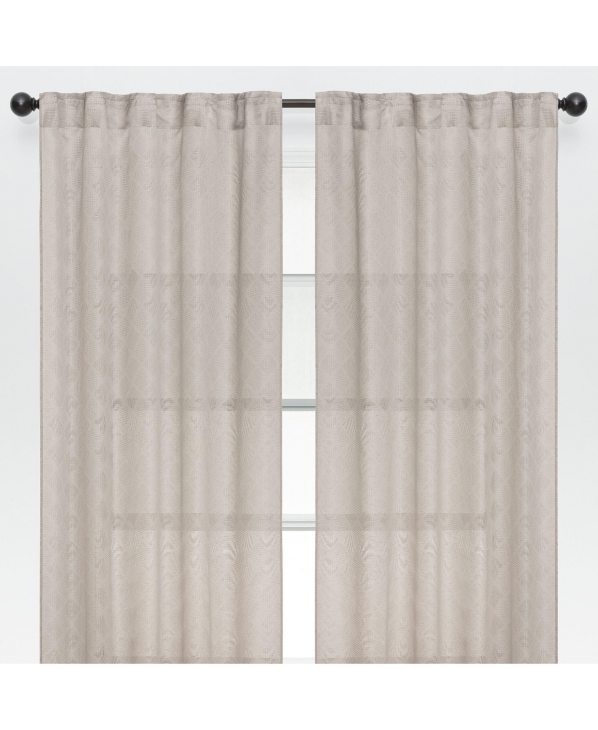 Premium 2-Panel Diamond Textured Semi Sheer Curtain Panels - 3-in-1 Back Tab, Rod Pocket, Ring Tab - for Windows Living Room Bedroom - Semi-S