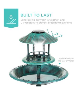 Solar Outdoor Bird Bath Pedestal Fountain Garden Decoration w/ Fillable Planter Base