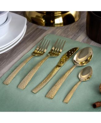 Baily 20 Piece Flatware Utensil Set, Stainless Steel Silverware Metal Service for 4 in Light Gold