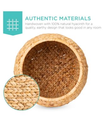 Vintage Multipurpose Hyacinth Storage Organizer Tote Basket  Lid