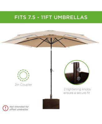 Portable Steel Umbrella Base Stand for Patio, Up to 150 lbs w/ Fillable Planter, Drainage, Wheels