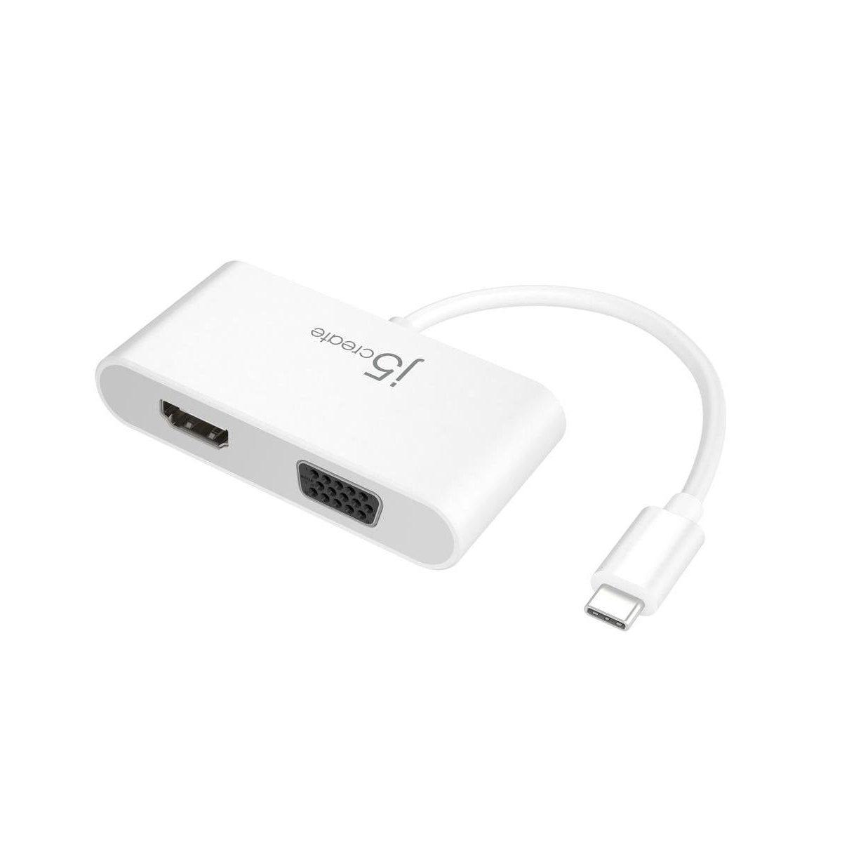 j5create JCA174 Usb Type-c to Vga & Hdmi Adapter - pure,  pristine white hue