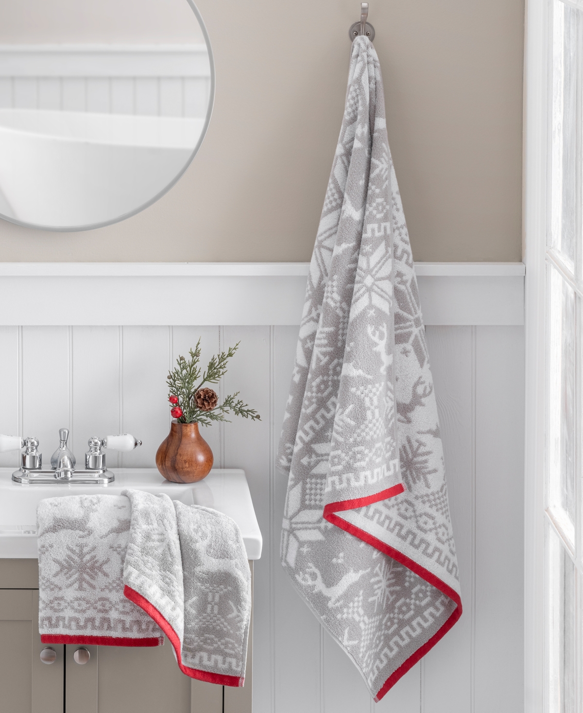 Martha Stewart Collection Jacquard Holiday Towels, Set of 2, Exclusively at Macy's