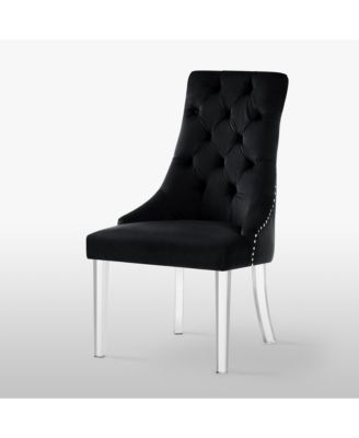 Winona Velvet Acrylic Leg Dining Chair Set of 2
