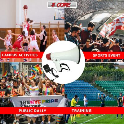 Megaphone 50W Bull Horn PA Speaker w 300M Range Loud Siren Voice Amplifier Portable