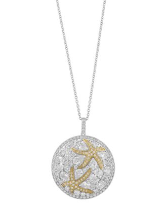 EFFY&reg; Lab Grown Diamond Mixed-Cut Starfish 18" Pendant Necklace (3-1/2 ct. t.w.) in 14k Two-Tone Gold