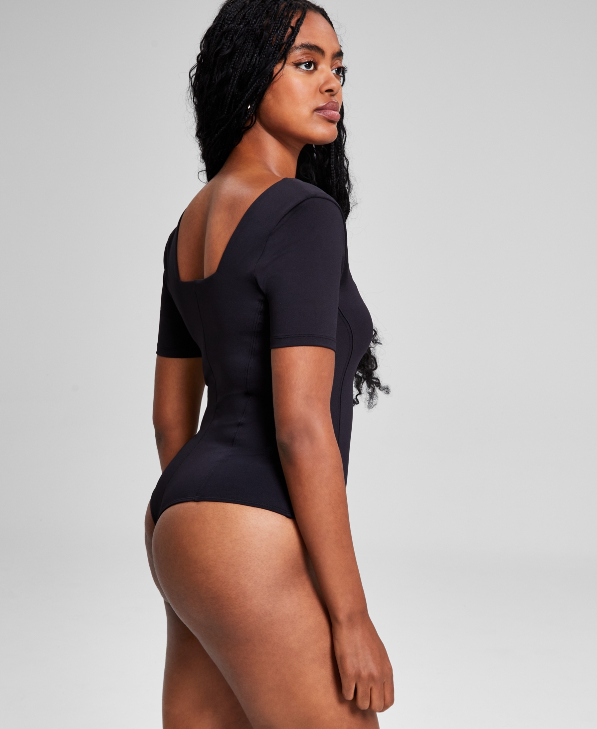AND NOW THIS WOMEN'S DOUBLE-LAYERED CORSET SQUARE-NECK SHORT-SLEEVE BODYSUIT, CREATED FOR MACY'S 